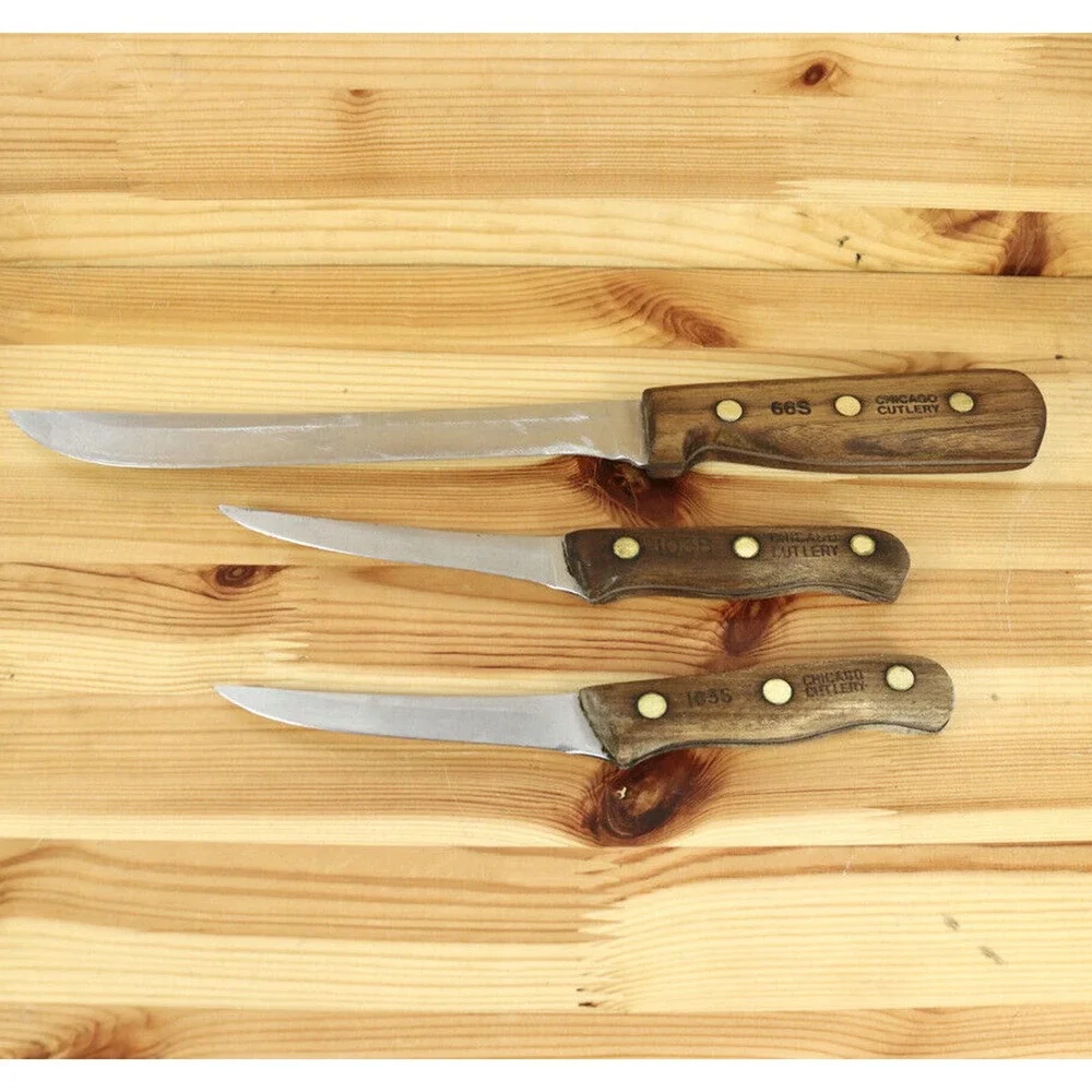 Chicago Cutlery Knife Block Lot of 4 Knifes 66S,1038,103S, Old Hickory Vintage